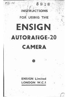 Ensign AutoRange 20 manual. Camera Instructions.